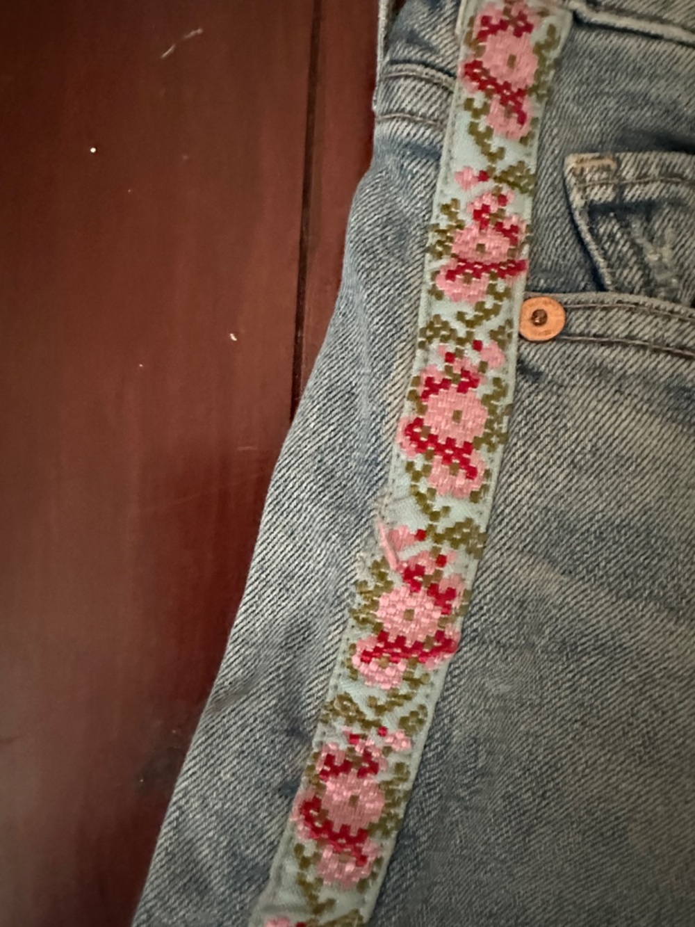 Citizens Of Humanity Distressed Denim Cropped Flare Jeans Pink Floral Side Trim - Picture 10 of 15